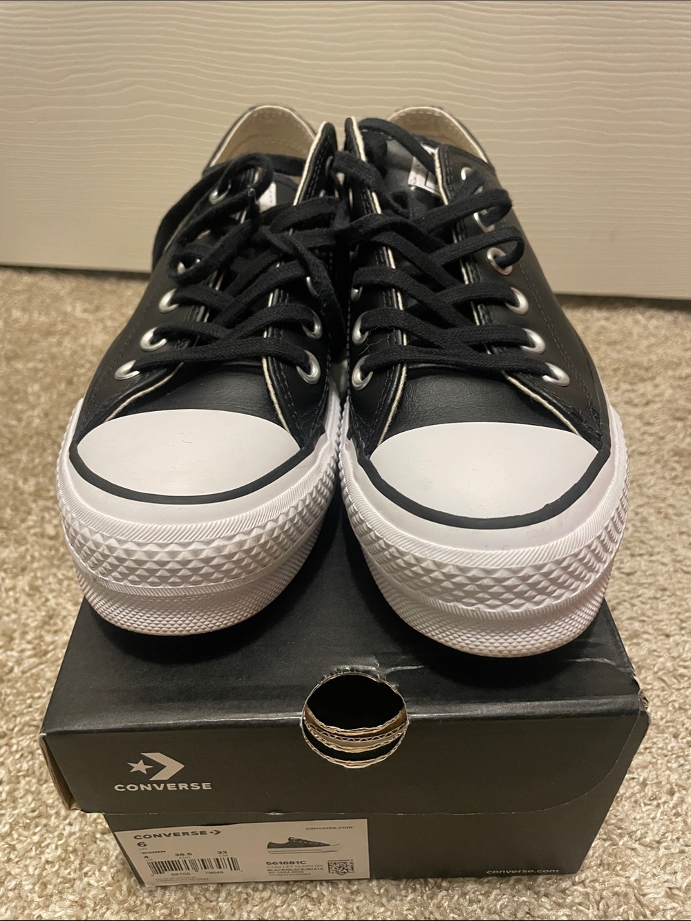Converse Black and White Low-Top Platform Sneakers